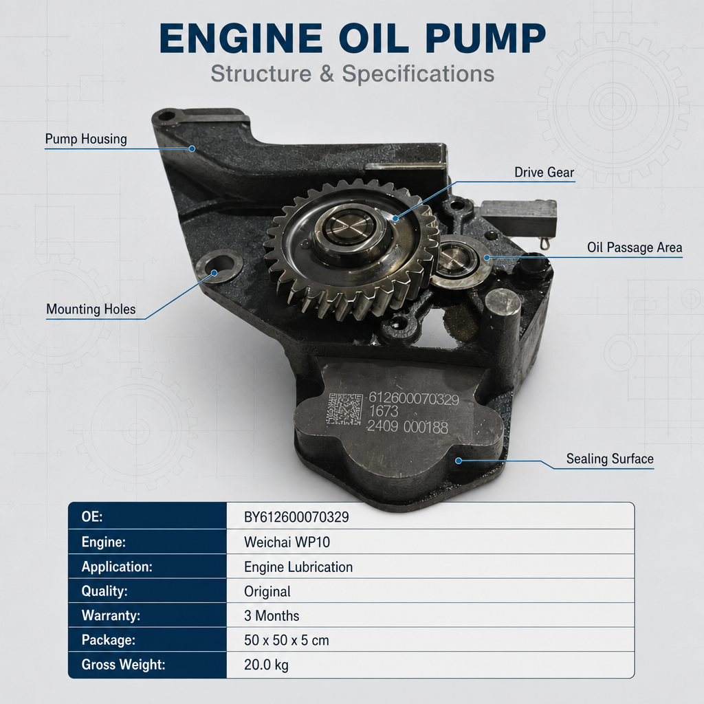 Reliable 612600070329 Oil Pump Assembly for Weichai WP10 Engine Lubrication System Truck Replacement Parts