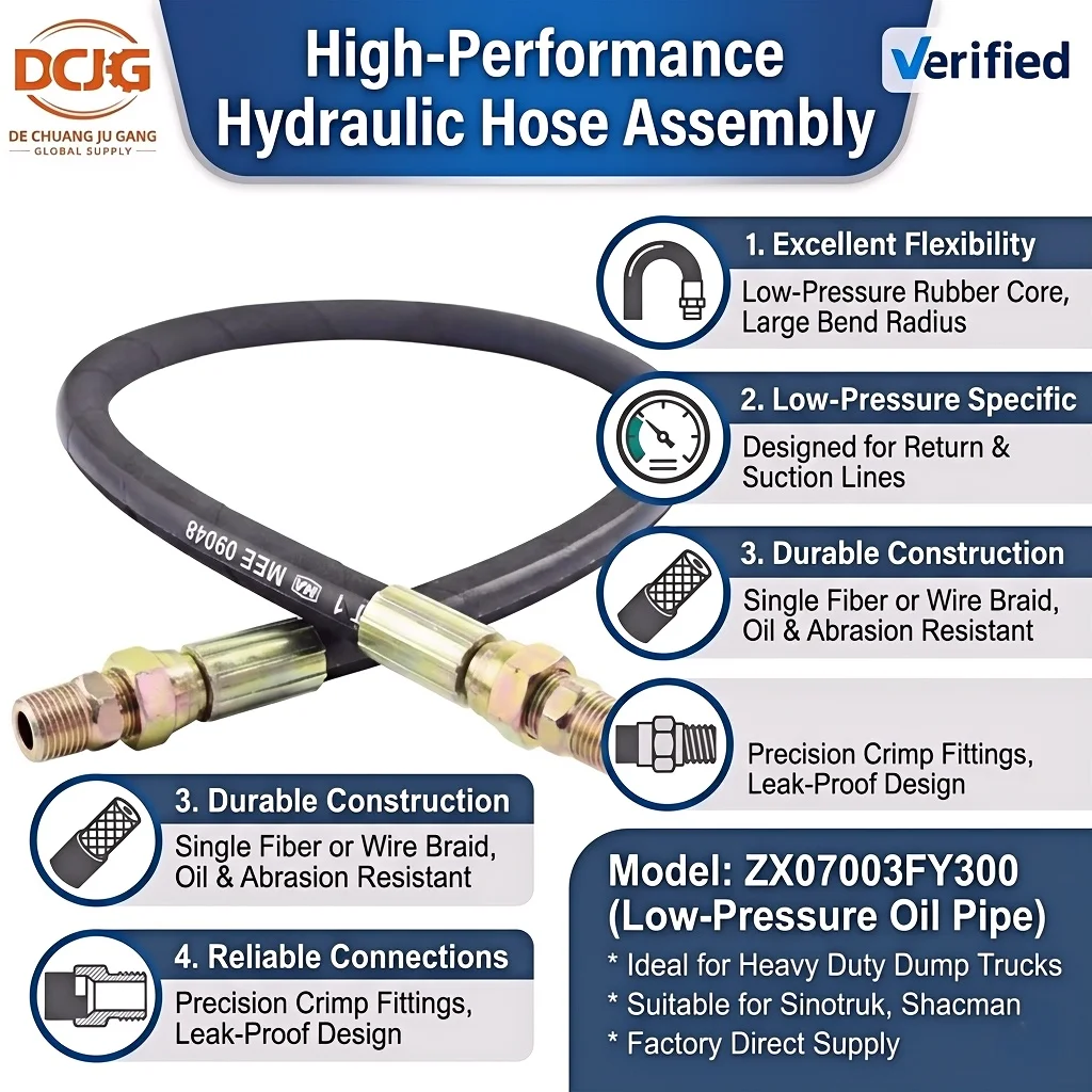 SHACMAN F2000 F3000 X3000 M3000 H3000 Low Pressure NBR Reinforced Rubber Hose ZX07003FY300 Fuel Oil Air Cooling Hose Truck Parts